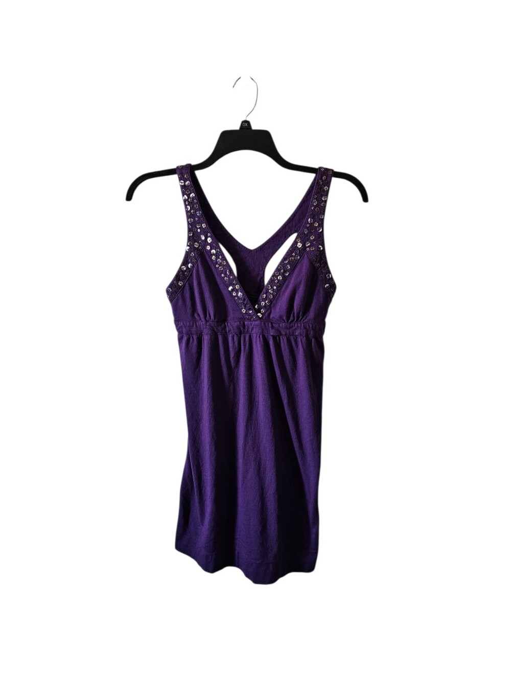 Roxy Vintage Purple Sequin Tank Top Fairycore Grunge Y2K Babydoll Cami Dress Med